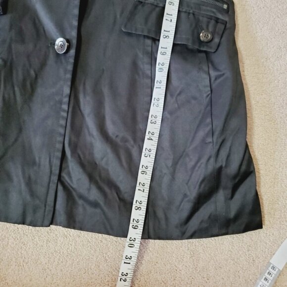 Andrew Marc New York Spring Black Moto Classic Preppy Zip Trench Jacket L - Picture 3 of 6